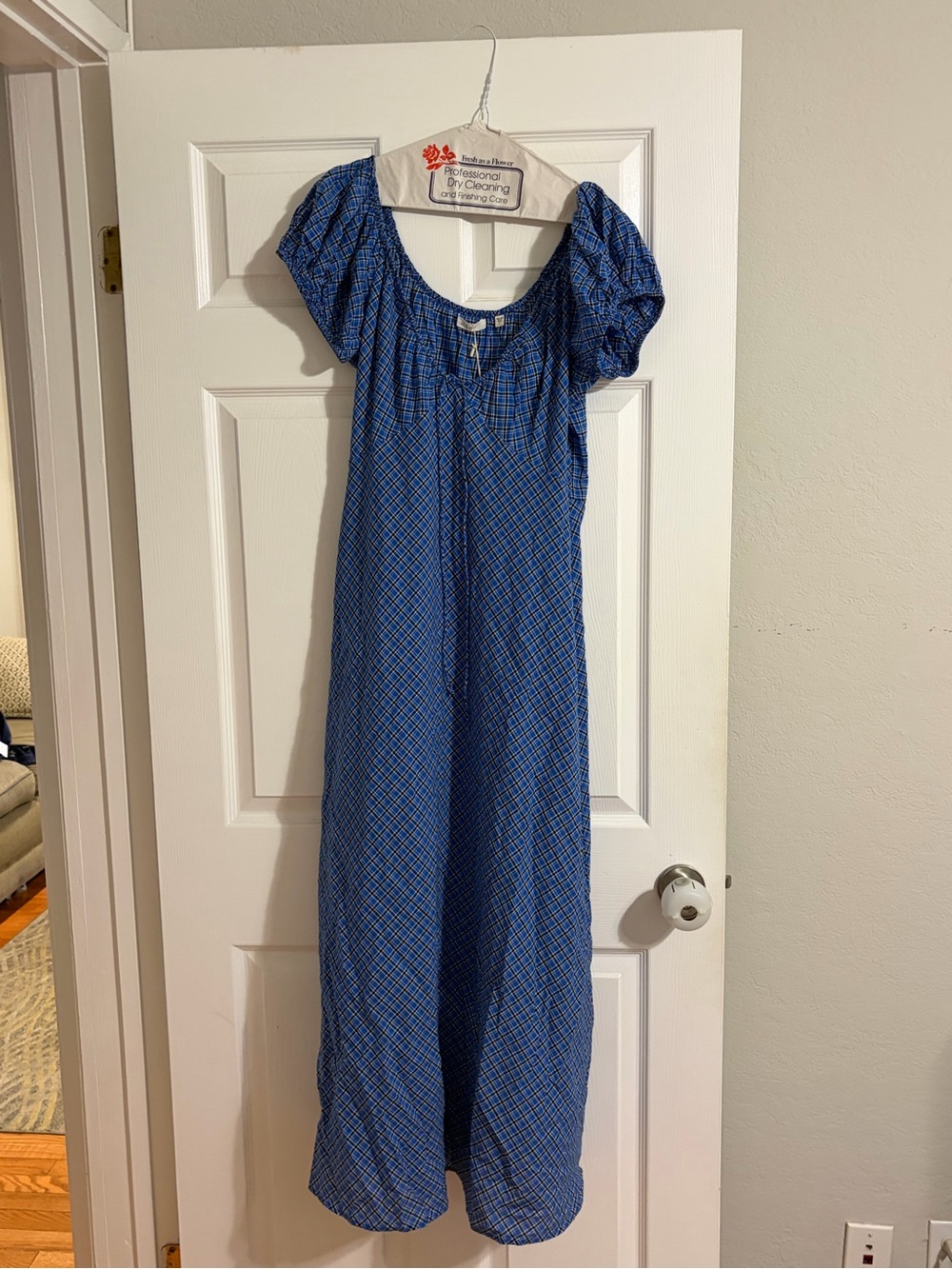 NWT Doen Sofia Check Organic Cotton Voile Midi Dress - Picture 3 of 5